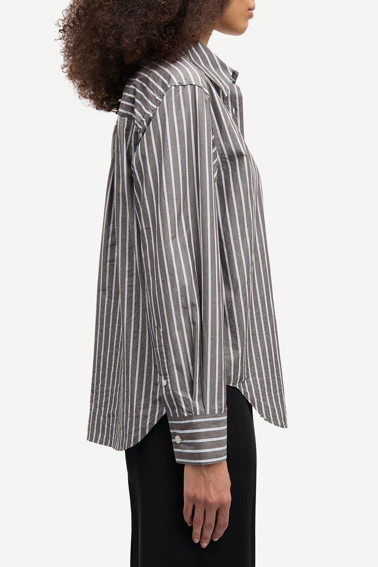 Samsøe Samsøe Brown Stripe Salova Pocket Shirt