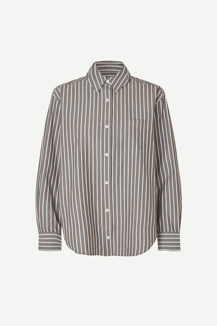 Samsøe Samsøe Brown Stripe Salova Pocket Shirt