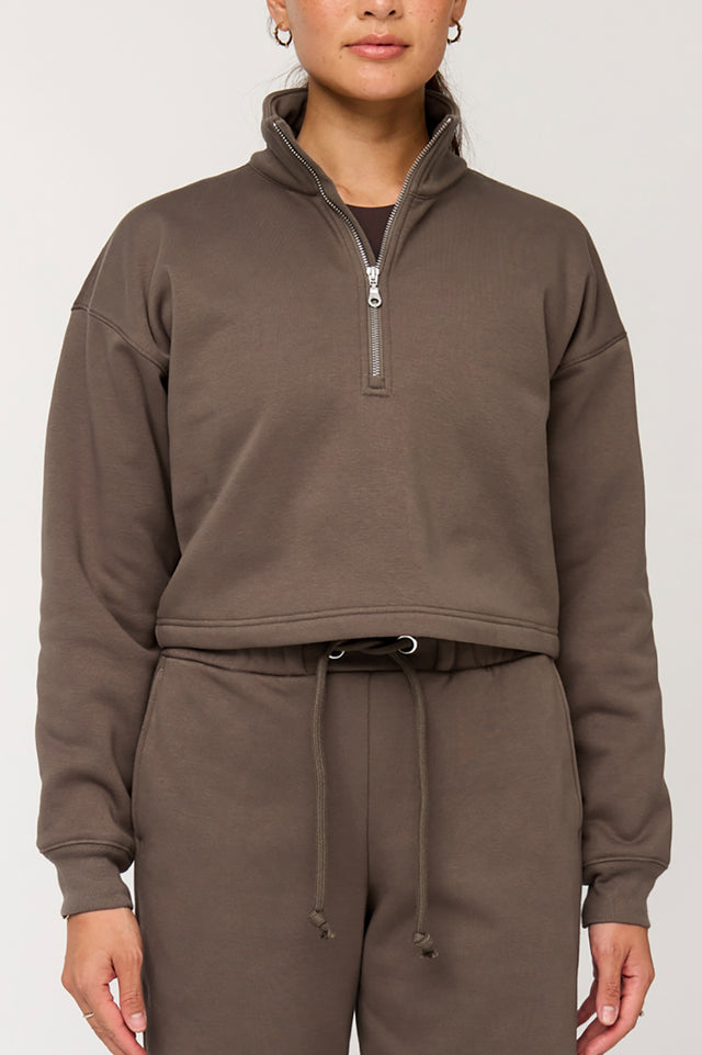 Girlfriend Collective Mink Vega Half Zip Sweatshirt
