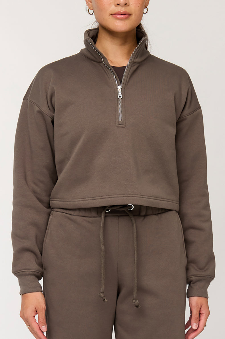 Girlfriend Collective Mink Vega Half Zip Sweatshirt