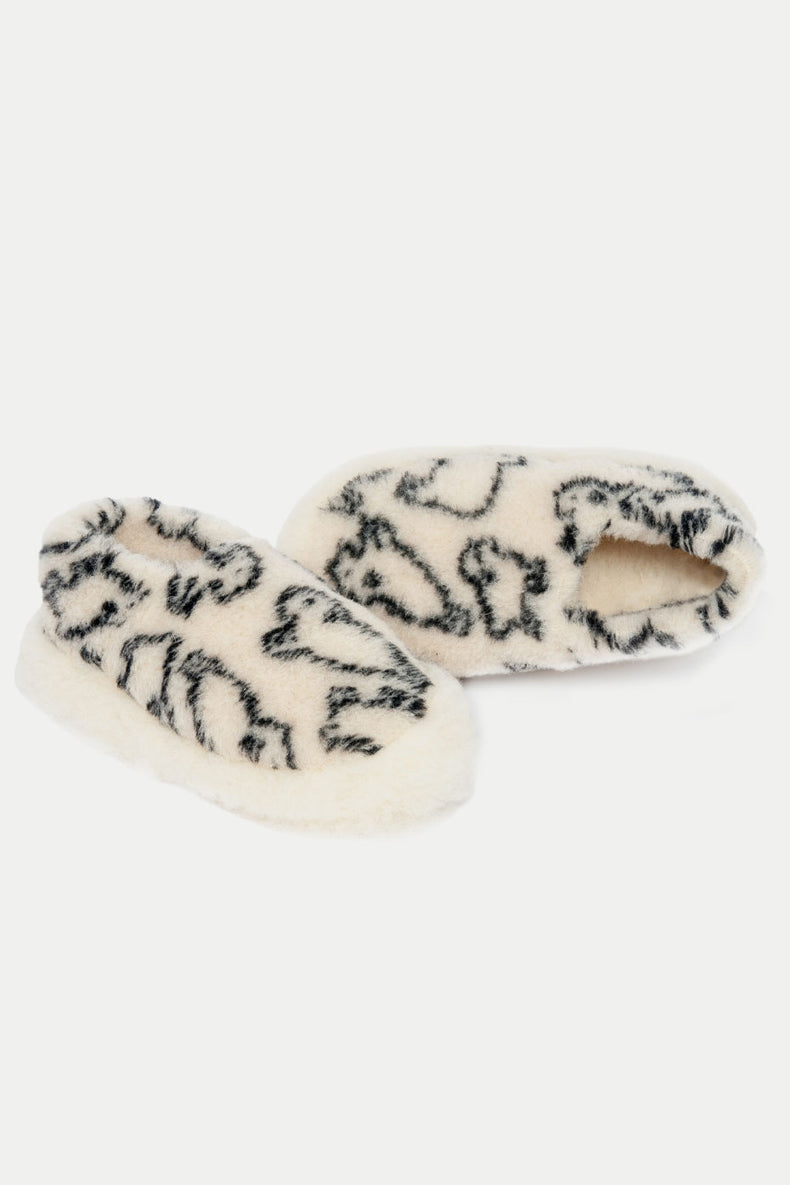 Yoko Wool Sheep Print Roma Slippers Womens
