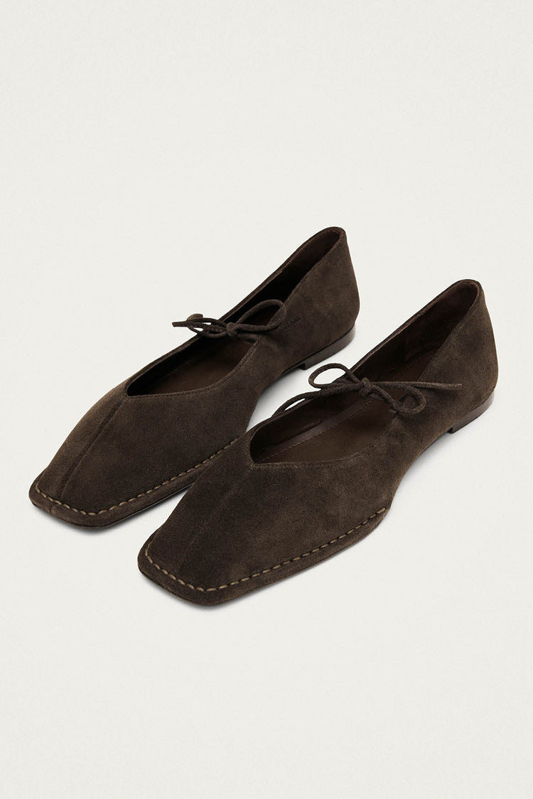 Alohas Coffee Brown Sway Suede Ballet Flats