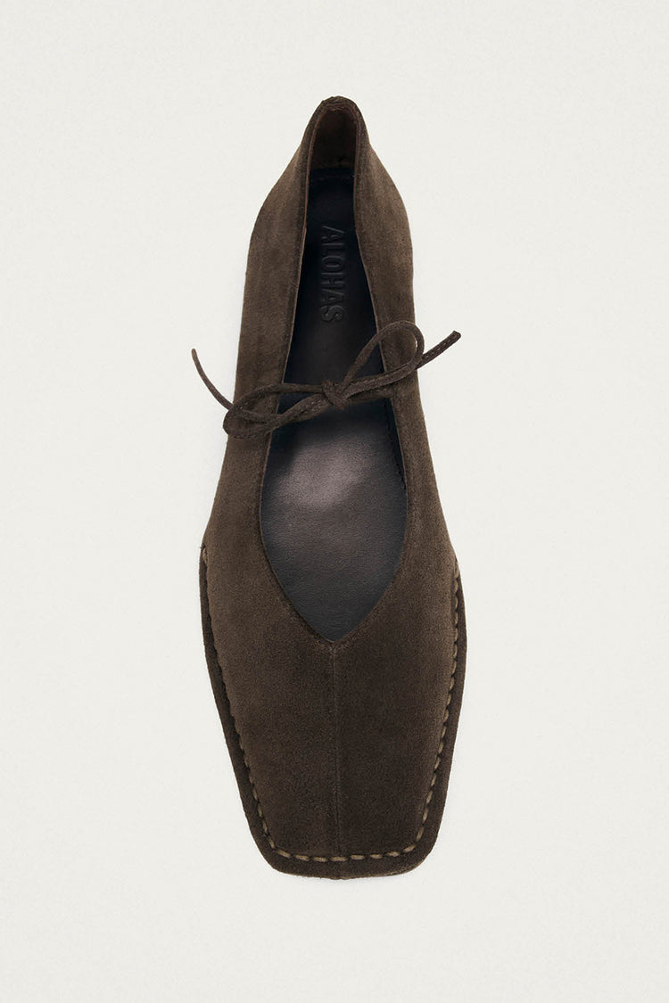 Alohas Coffee Brown Sway Suede Ballet Flats