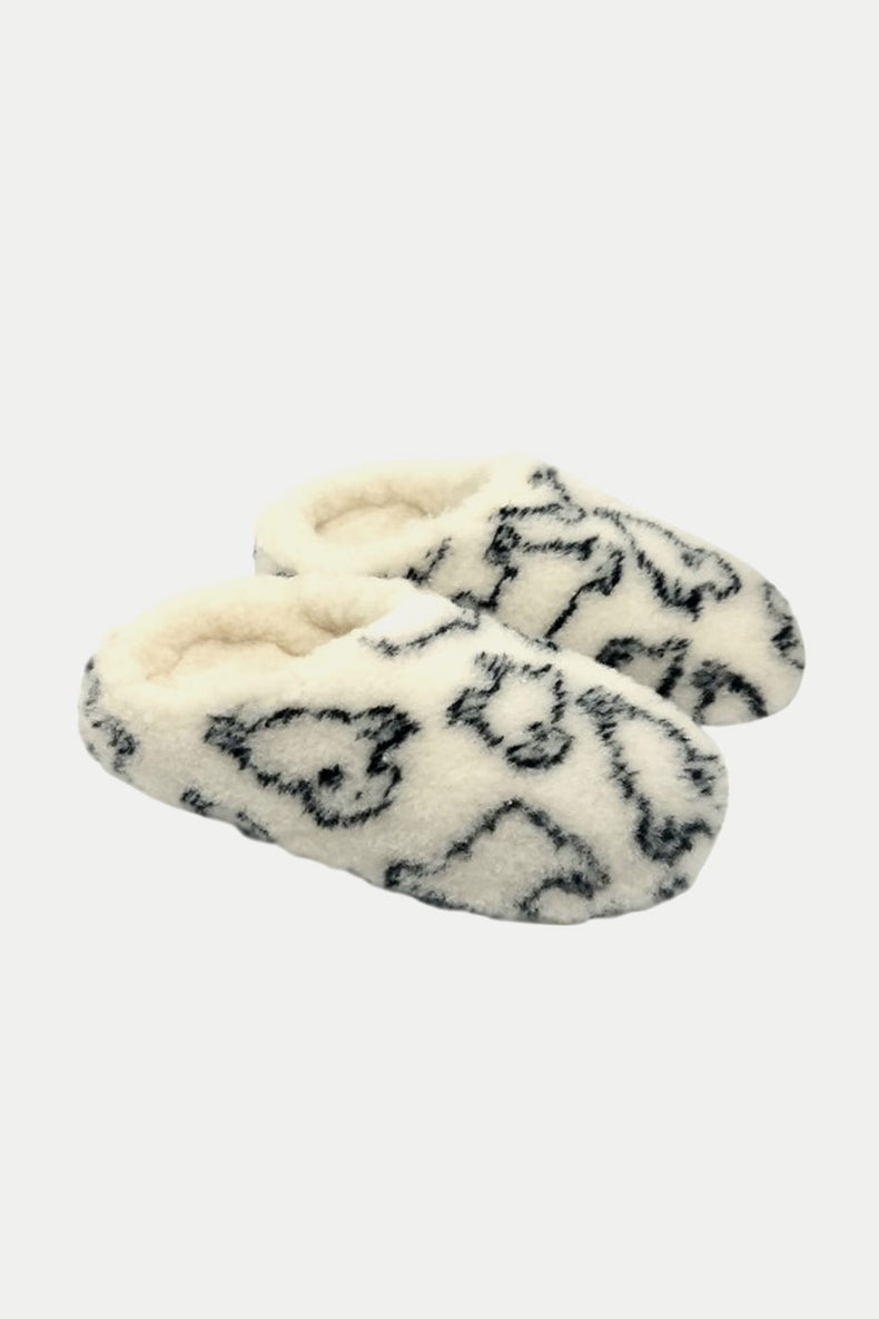 Yoko Wool Sheep Print Roma Half Slippers Womens