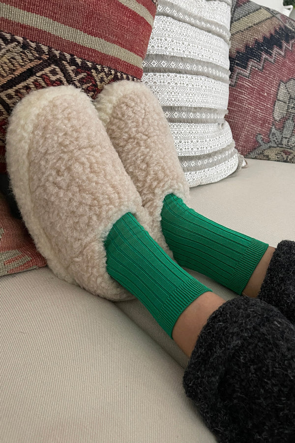 Yoko Wool Siberian Beige Slippers Womens