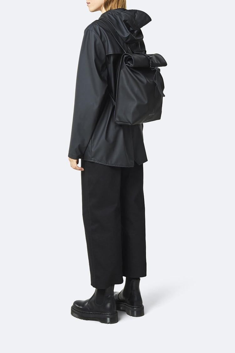 Rains Black Roll Top Rucksack Mini