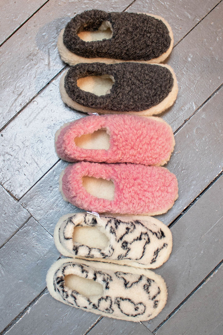 Yoko Wool Pink Full Slippers Womens