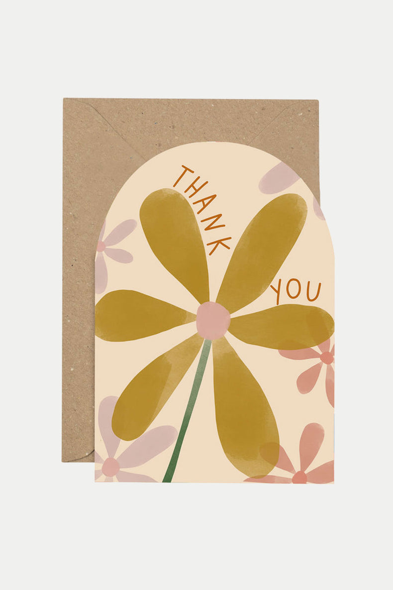 Plewsy 'Thank You' Floral Curved Card