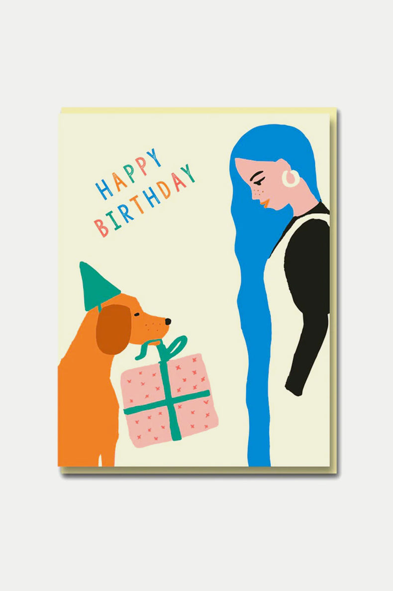 1973 Dog With Present Card