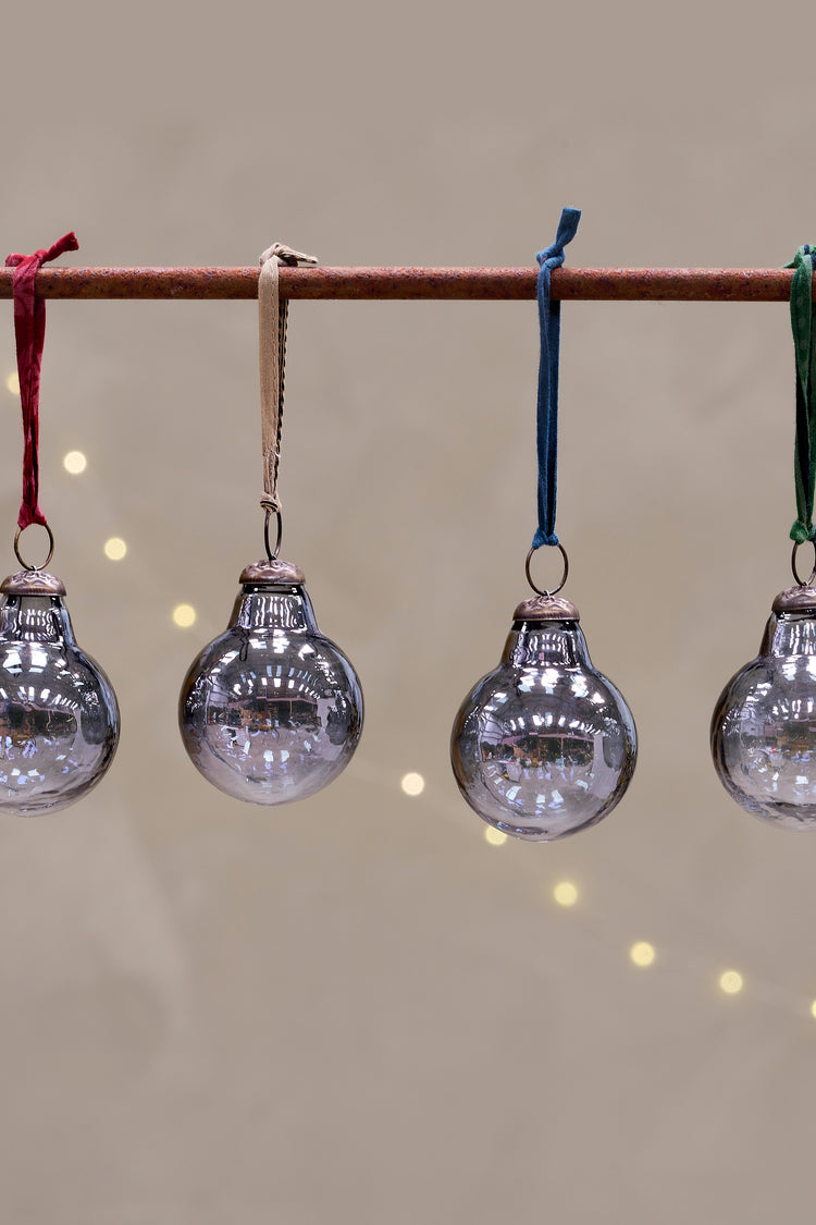 Nkuku Smoke Alura Round Bauble - Set of 4
