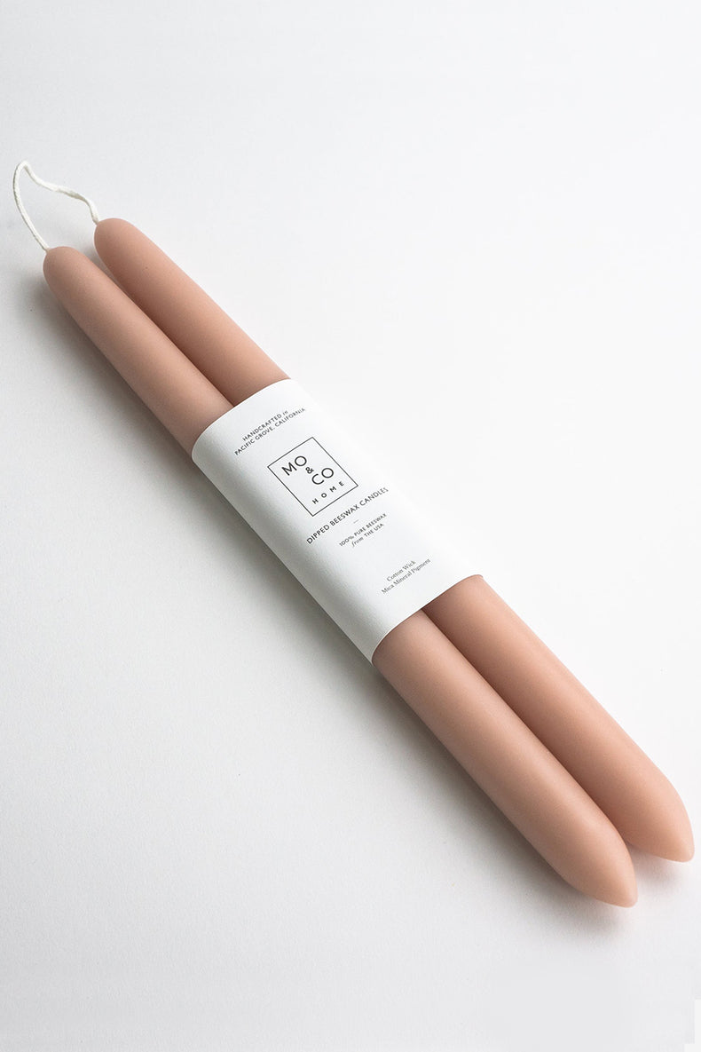 Mo&Co Home Taupe 100% Beeswax Dipped Candles