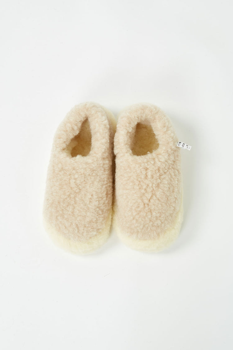 Yoko Wool Siberian Beige Slippers Womens