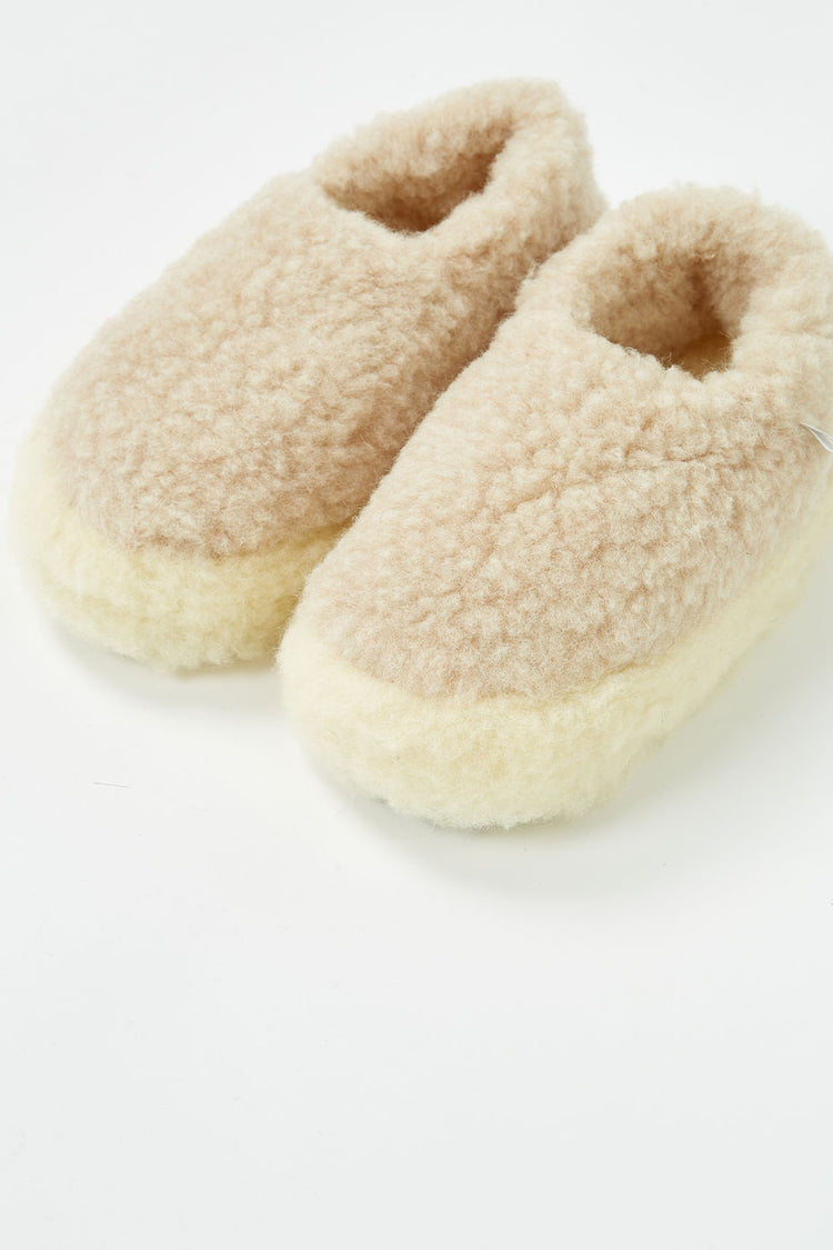 Yoko Wool Siberian Beige Slippers Womens