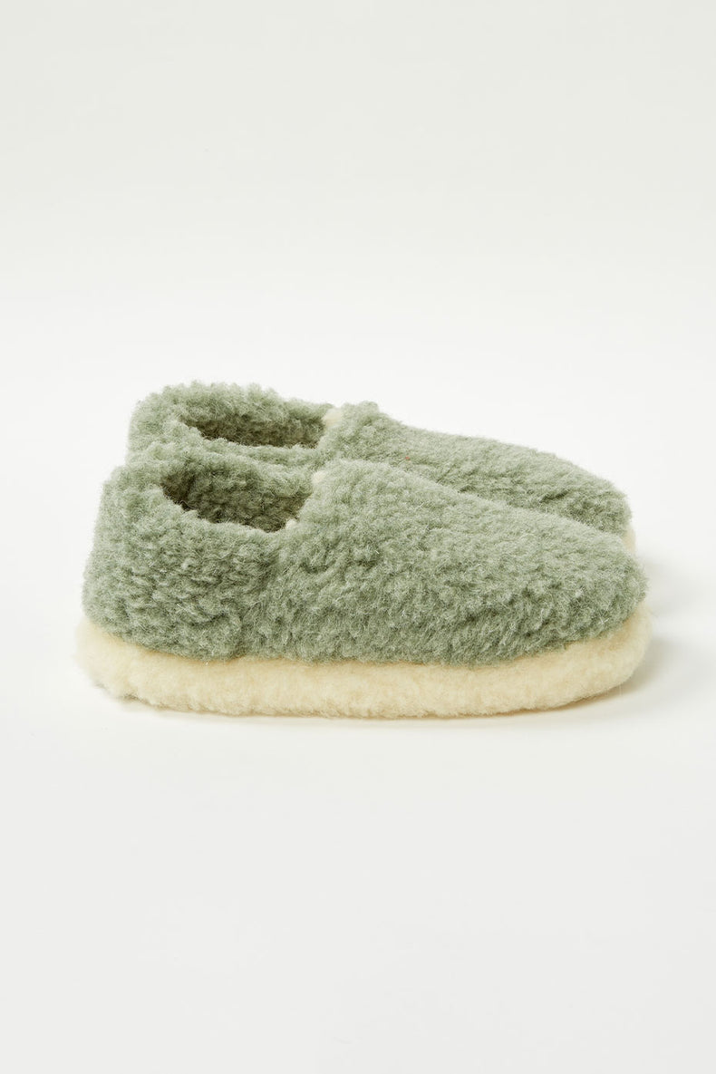 Yoko Wool Siberian Green Slippers Womens
