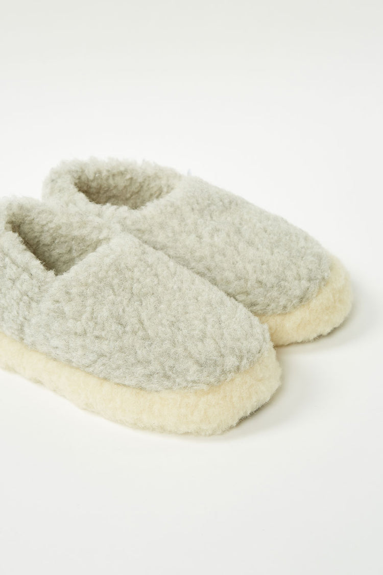 Yoko Wool Siberian Light Grey Slippers Womens