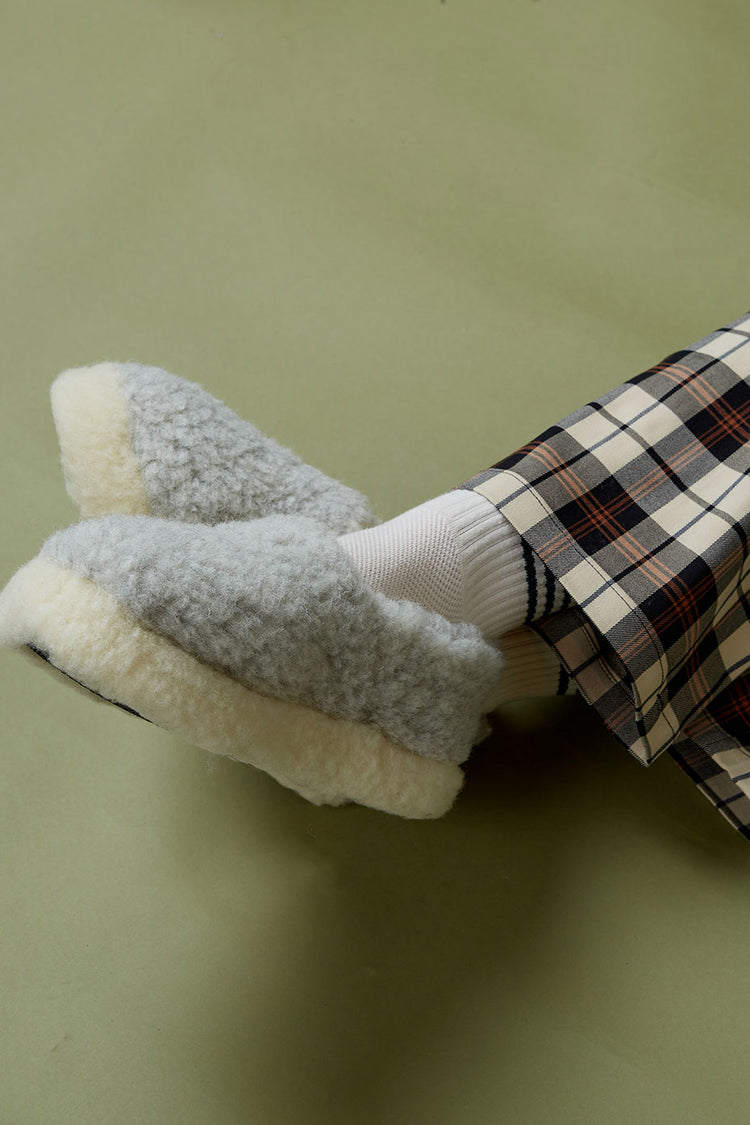 Yoko Wool Siberian Light Grey Slippers Womens