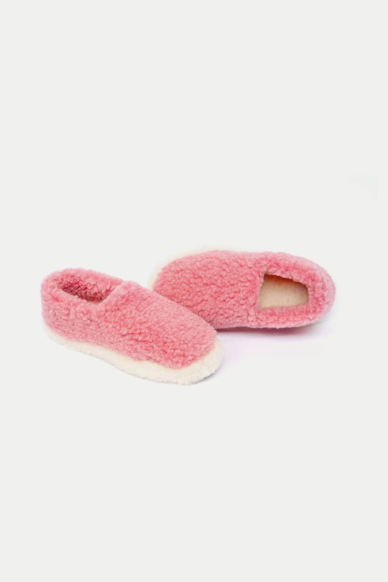 Yoko Wool Siberian Pink Slippers Womens