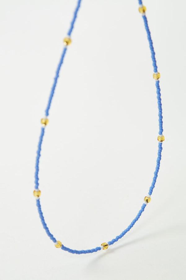Sapphire Blue & Gold Bead Necklace
