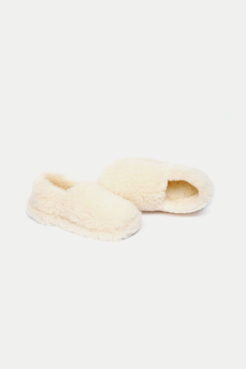 Yoko Wool Siberian Natural Slippers Womens