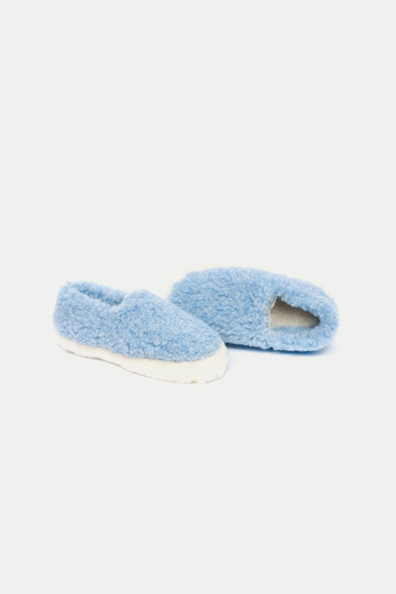 Yoko Wool Siberian Light Blue Slippers Womens