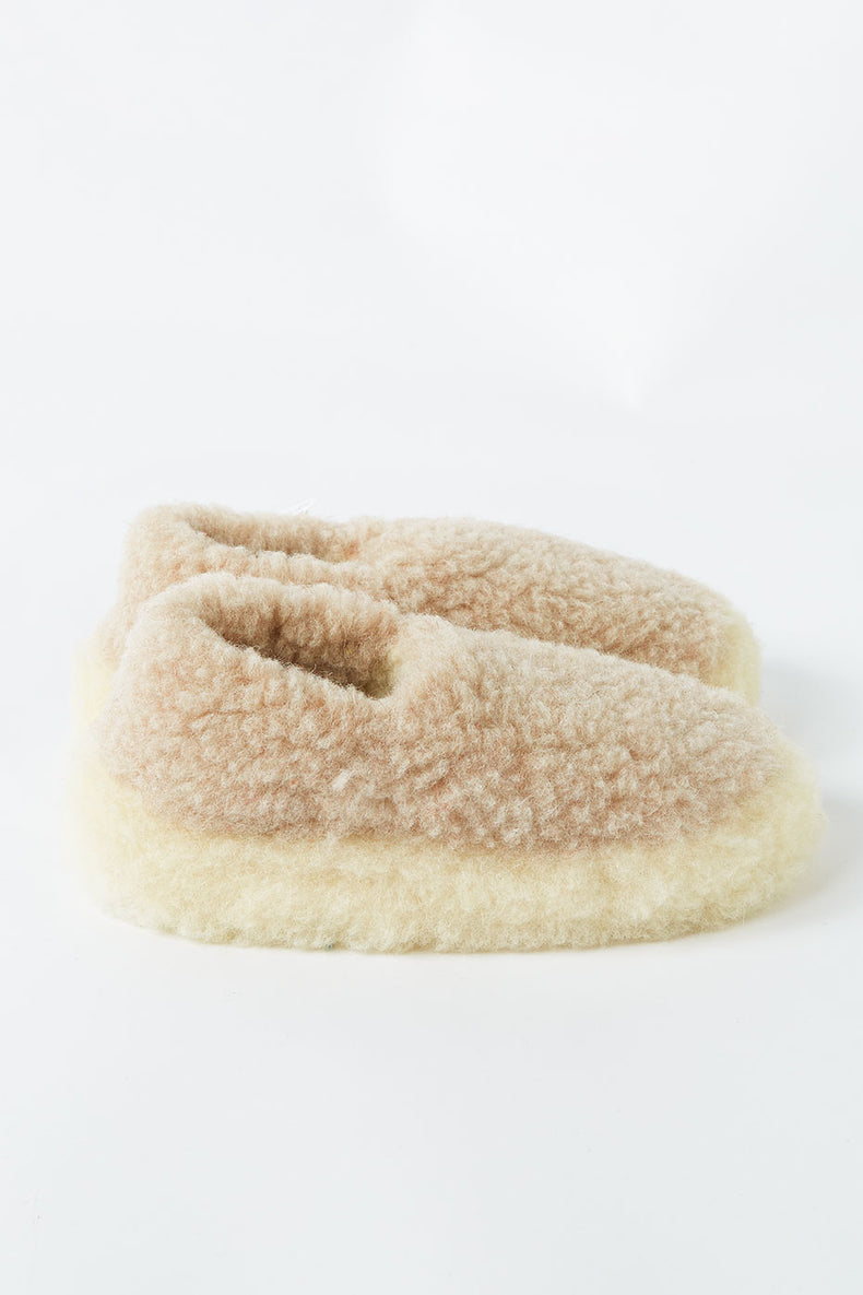 Yoko Wool Siberian Beige Slippers Womens