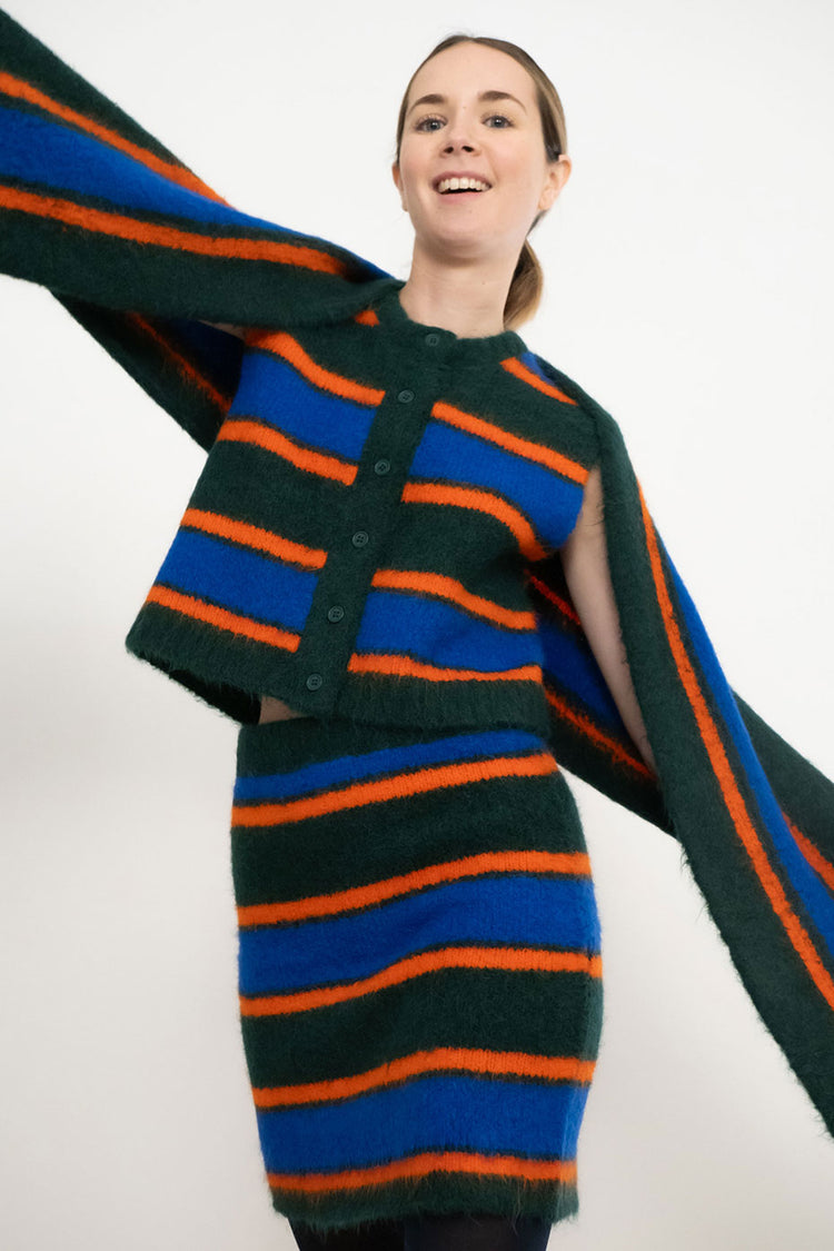 The Tiny Big Sister Bottle Green Stripes Scarf 