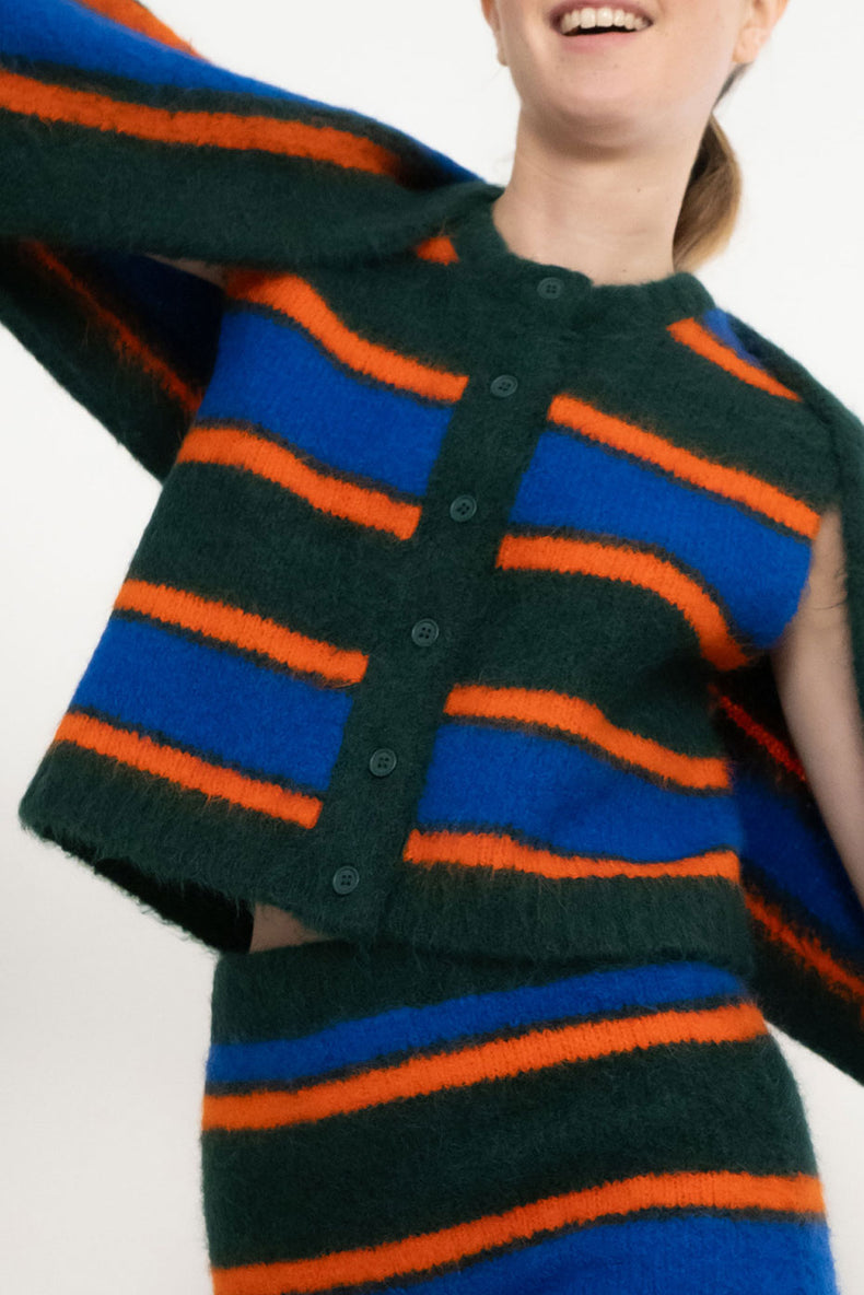 Bottle Green Striped Vest