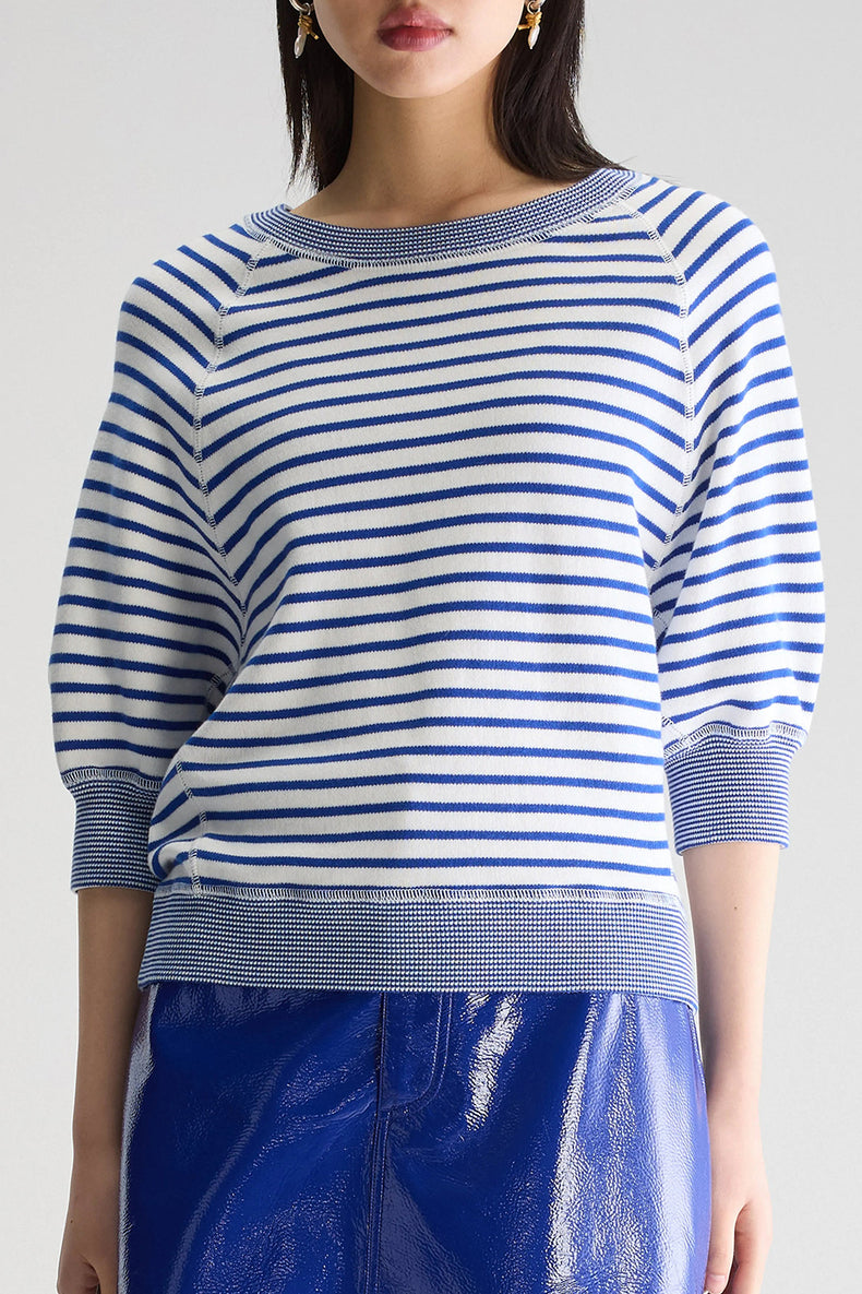Bellerose Gitane & Vintage White Stripe Anglet Crew-Neck Sweater 