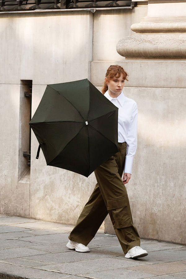 Khaki Leonard Folding Compact Umbrella