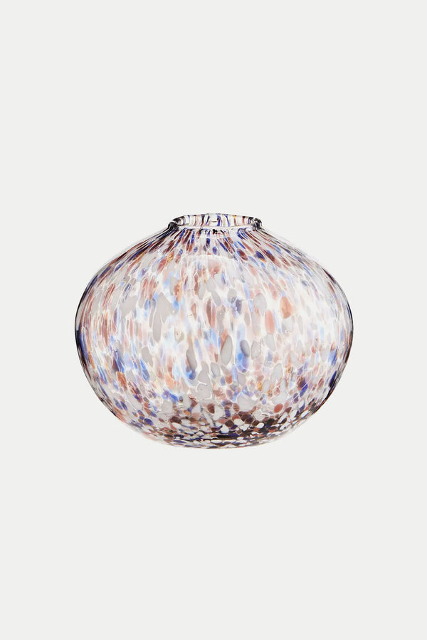 Orange Blue White Clear Glass Vase