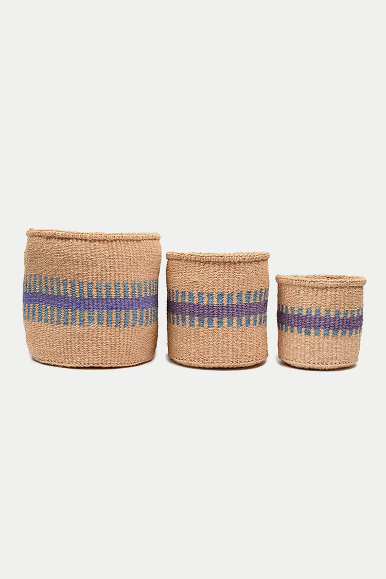 Baby Blue Vertical Stripe Huduma Basket S