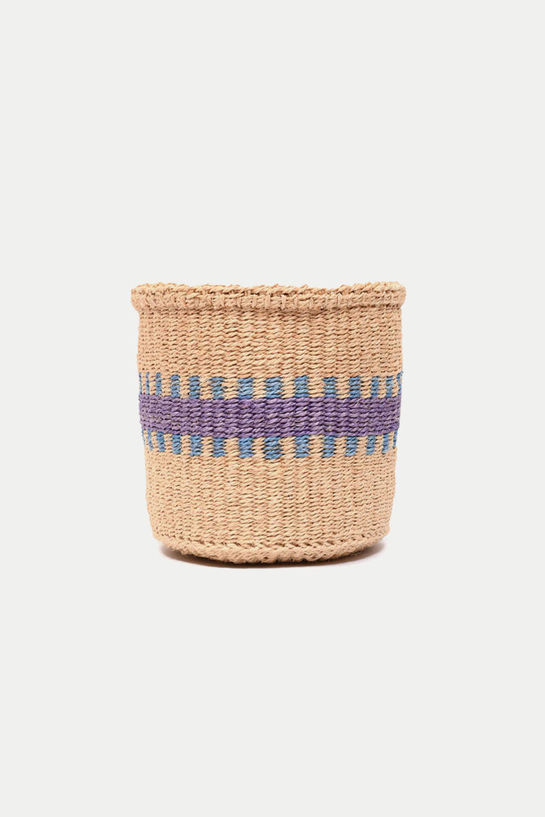 Baby Blue Vertical Stripe Huduma Basket M