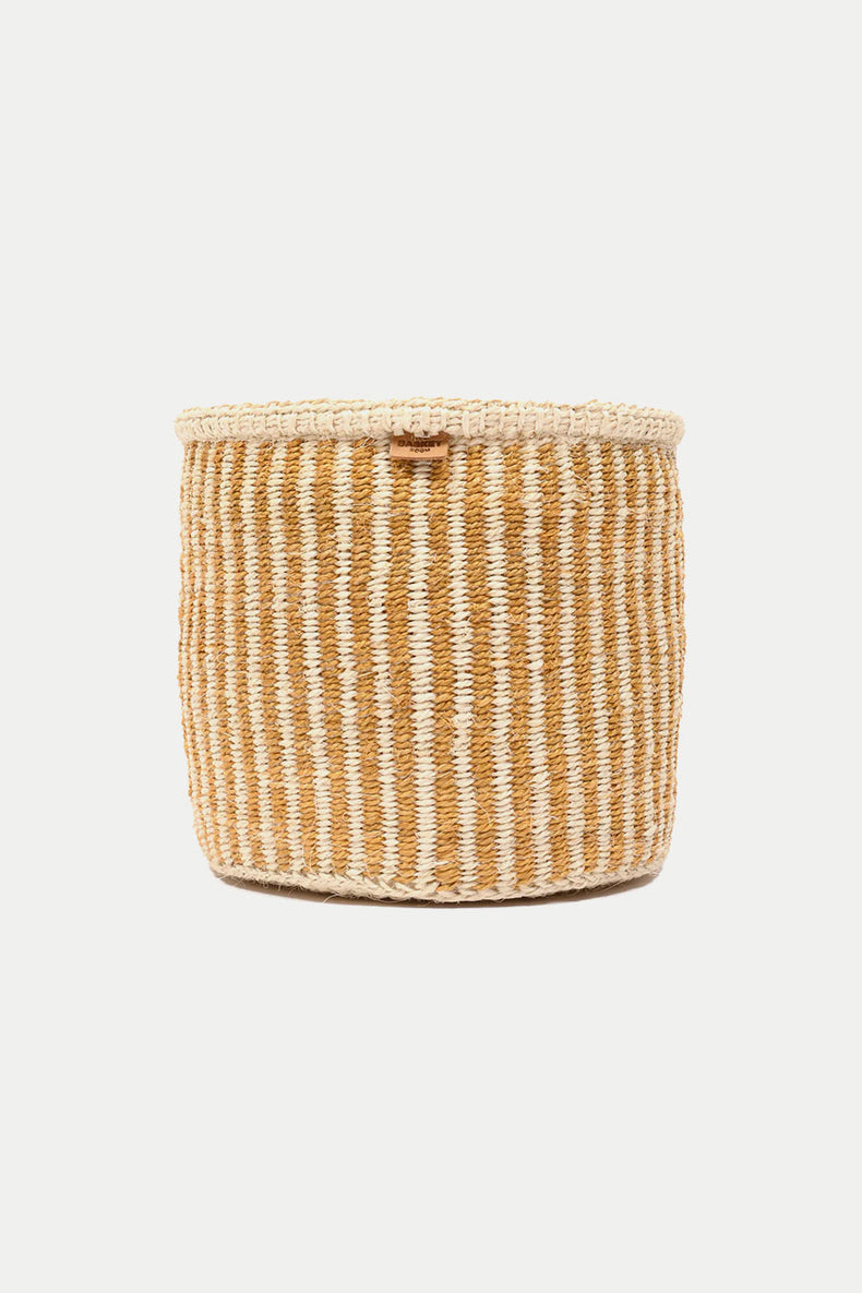 Yellow Vertical Stripe Sundial Hotuba Basket M