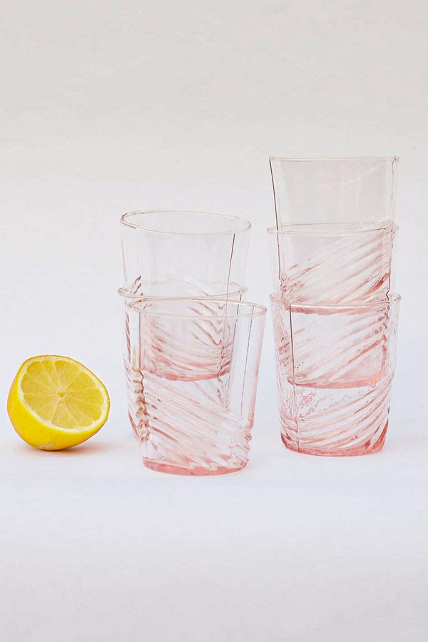 Pink Swirl Water Glass