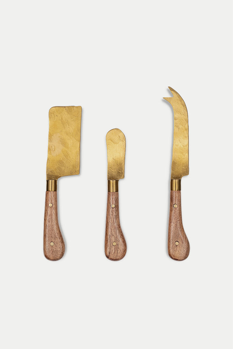 Natural & Gold Maram Cheese Knife Set