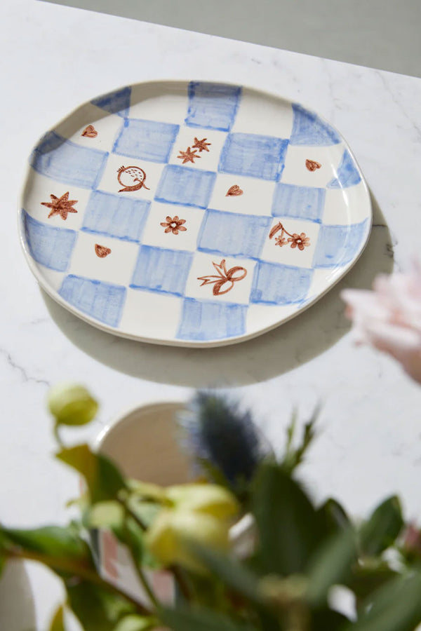 Blue Checkerboard Small Plate