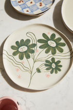 Green Floral Large Plate