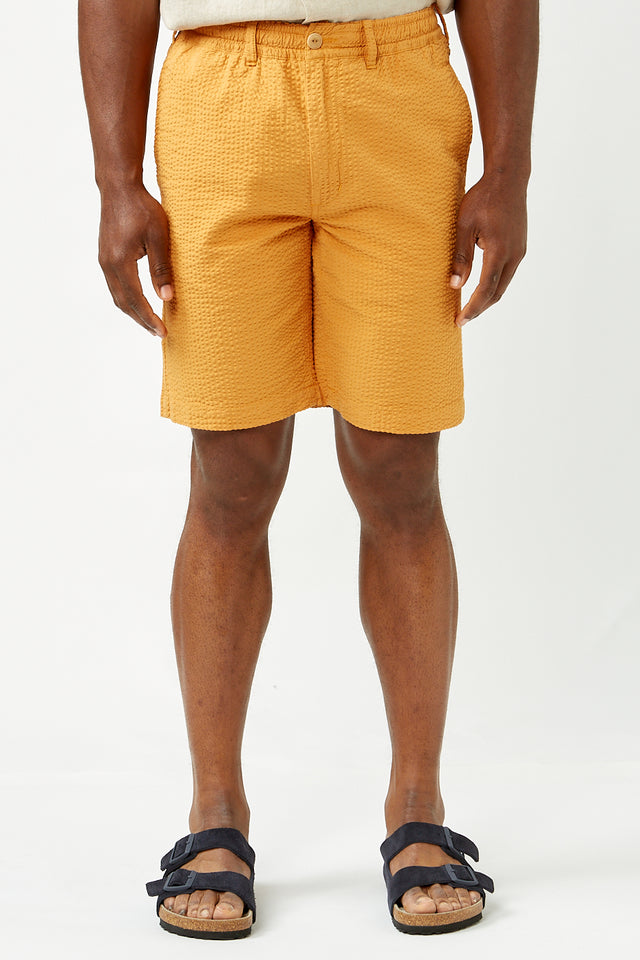 Edmmond Studios Mustard Seersucker Shorts 