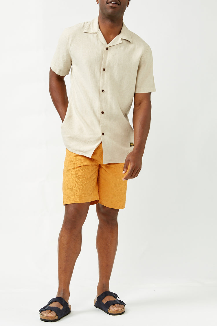 Edmmond Studios Mustard Seersucker Shorts 