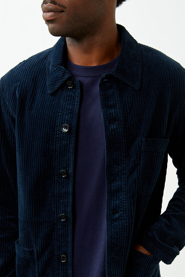 Navy Weaved Irregular Cord Jacket