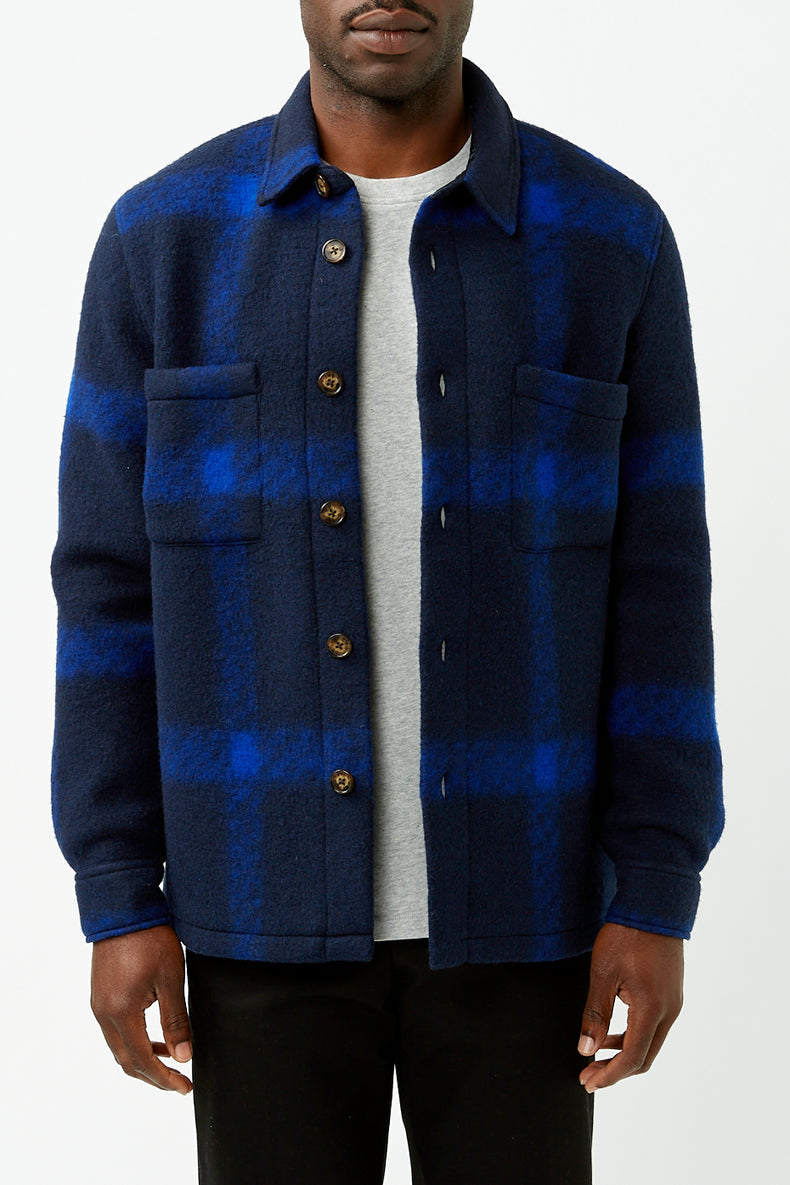 Navy Plaid Fleece Overshirt