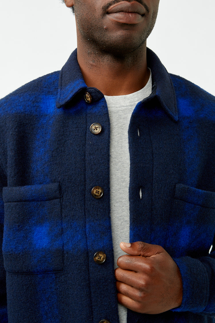 Navy Plaid Fleece Overshirt