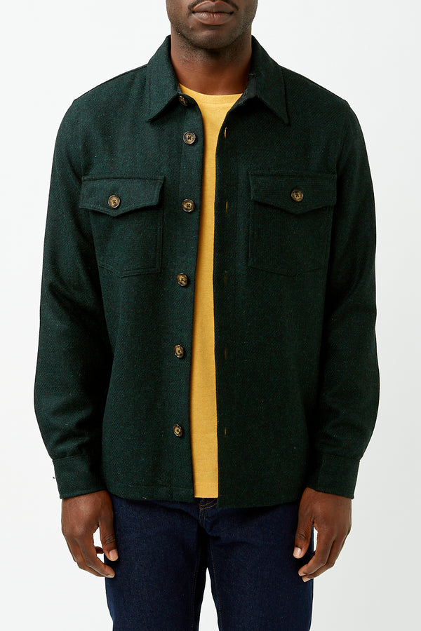 Green Wool Field Overshirt