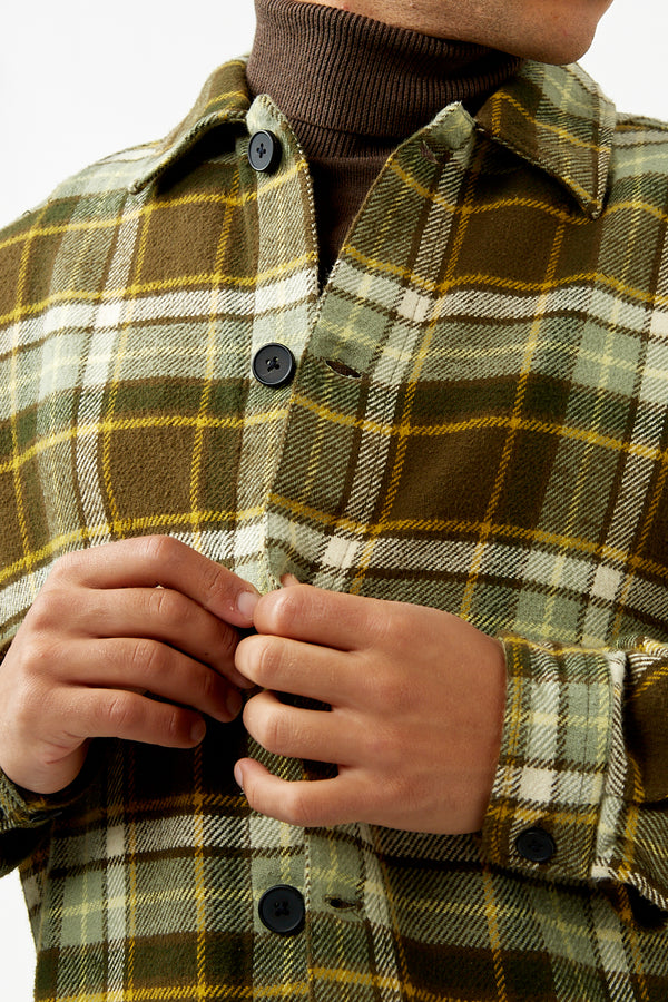 Green Checked Heavy Flannel Overshirt