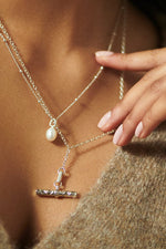 Silver Treasures Oyster T-Bar Necklace