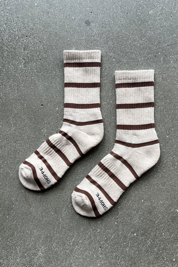 Flax Stripe Boyfriend Socks