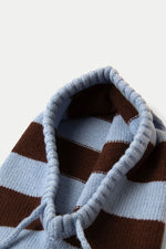 Blue and Brown Hood With Tie