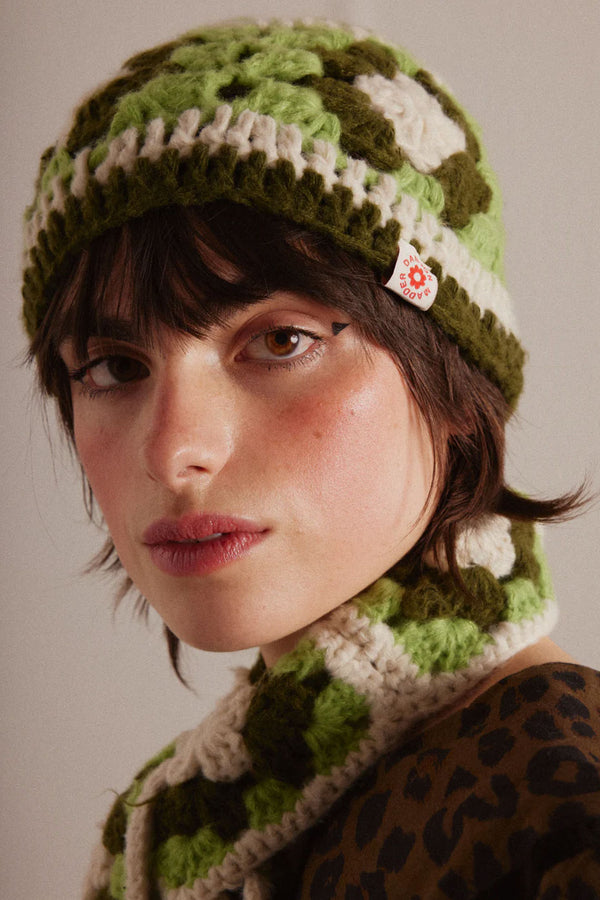Green Crochet Square Hat