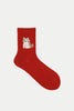 Red Wool Cat Low Crew Socks