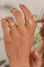 Gold Turquoise Wave Ring